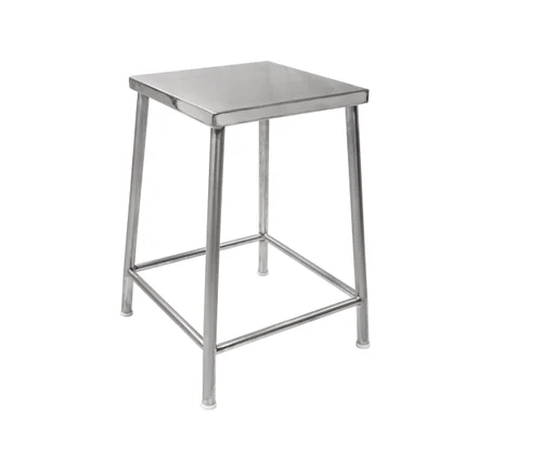 Neptune Matt Ss Square Fixed Stool, Size: (Size:- 12"l X 12"b X 22"h)