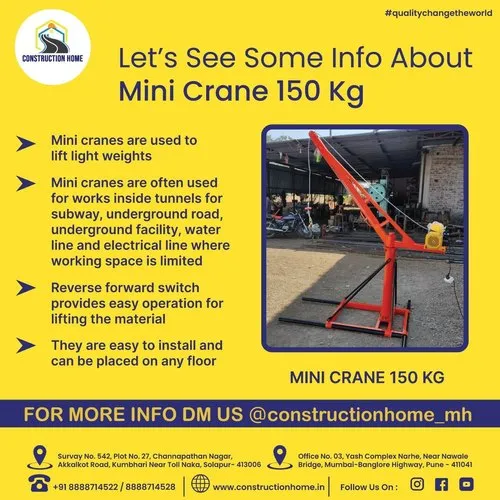 Red Electric Monkey Crane 150kg / Mini Crane, Amc/after Sales Service: Provided, Max Height: 80-100 Feet