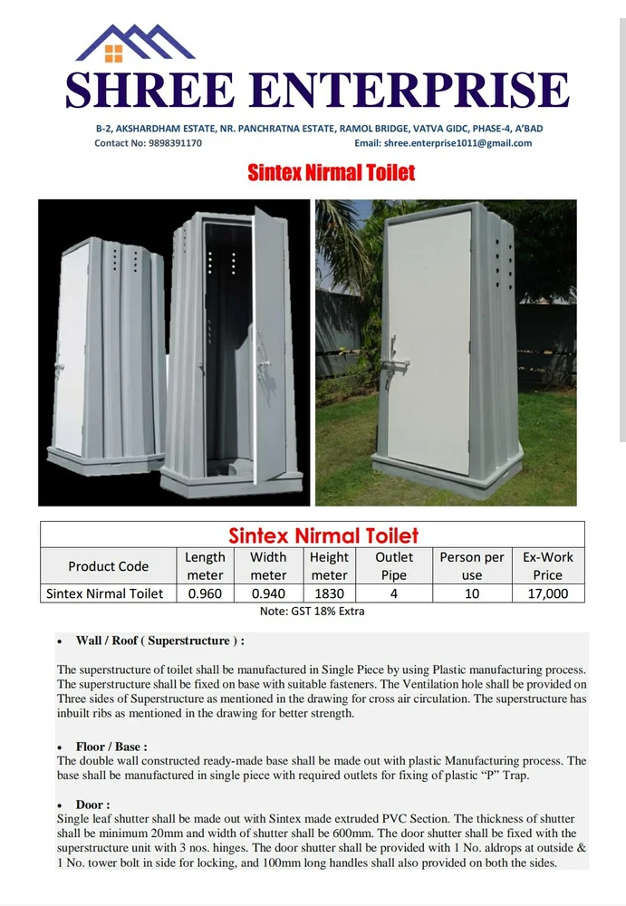 PVC Prefab Portable Labor Toilets